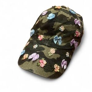 Urban Outfitters Kids Camouflage Hat with Floral Accents